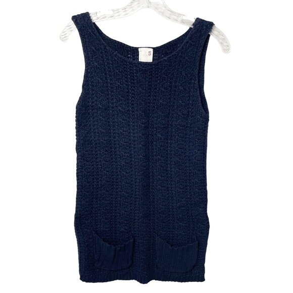 Anthro Far Away from Close Blue Wool Blend Tunic Chunky Knit Sweater Women's S - Picture 1 of 9